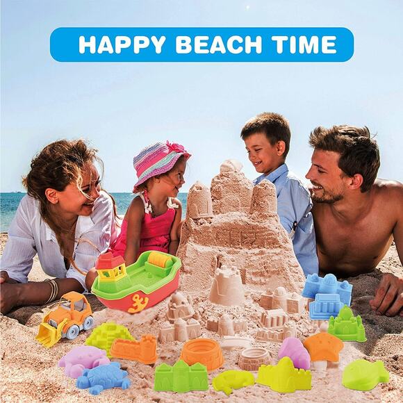 DraMosary 19pcs Beach Sand Toys Set for Kids with Boat Excavator Shovel Tool ... - Picture 4 of 11